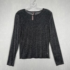 NWT Victoria's Secret Top XS Black Shimmery Sheer Long Sleeve Y2K Shirt